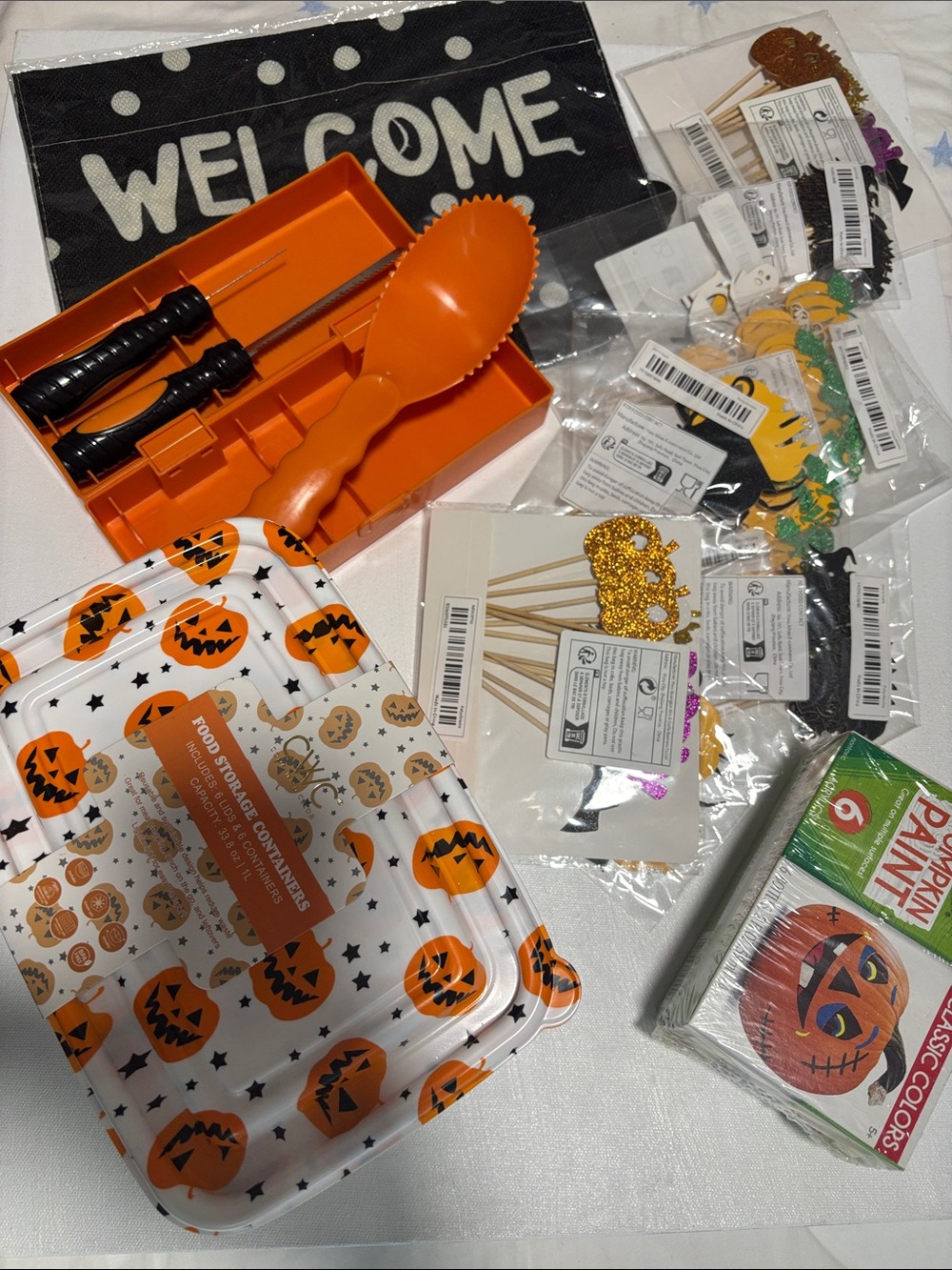 Halloween Pumpkin Party Plate and Utensil Set - Orange